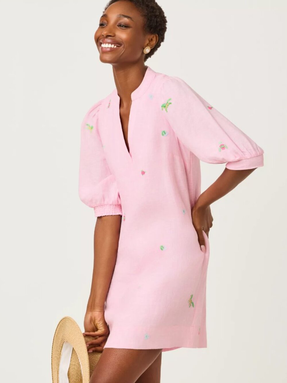 NWT Lilly Pulitzer Mialeigh Linen Dress, Conch Shell Pink, Size 0